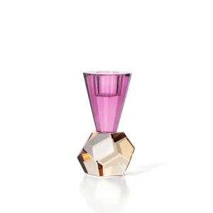 Bazar Bizar - Amethyst Flame Kandelaar – Paars & Amber Kristalglas