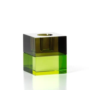 Bazar Bizar Gem Blocks Kandelaar – Smoke & Groen Recycled Glas