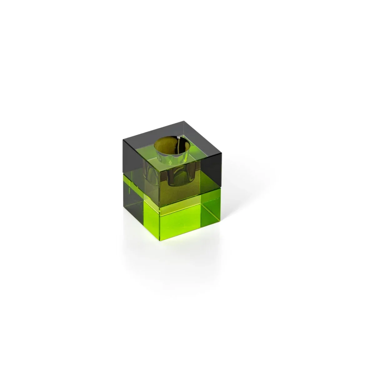 Bazar Bizar Gem Blocks Kandelaar – Smoke & Groen Recycled Glas - Afbeelding 3