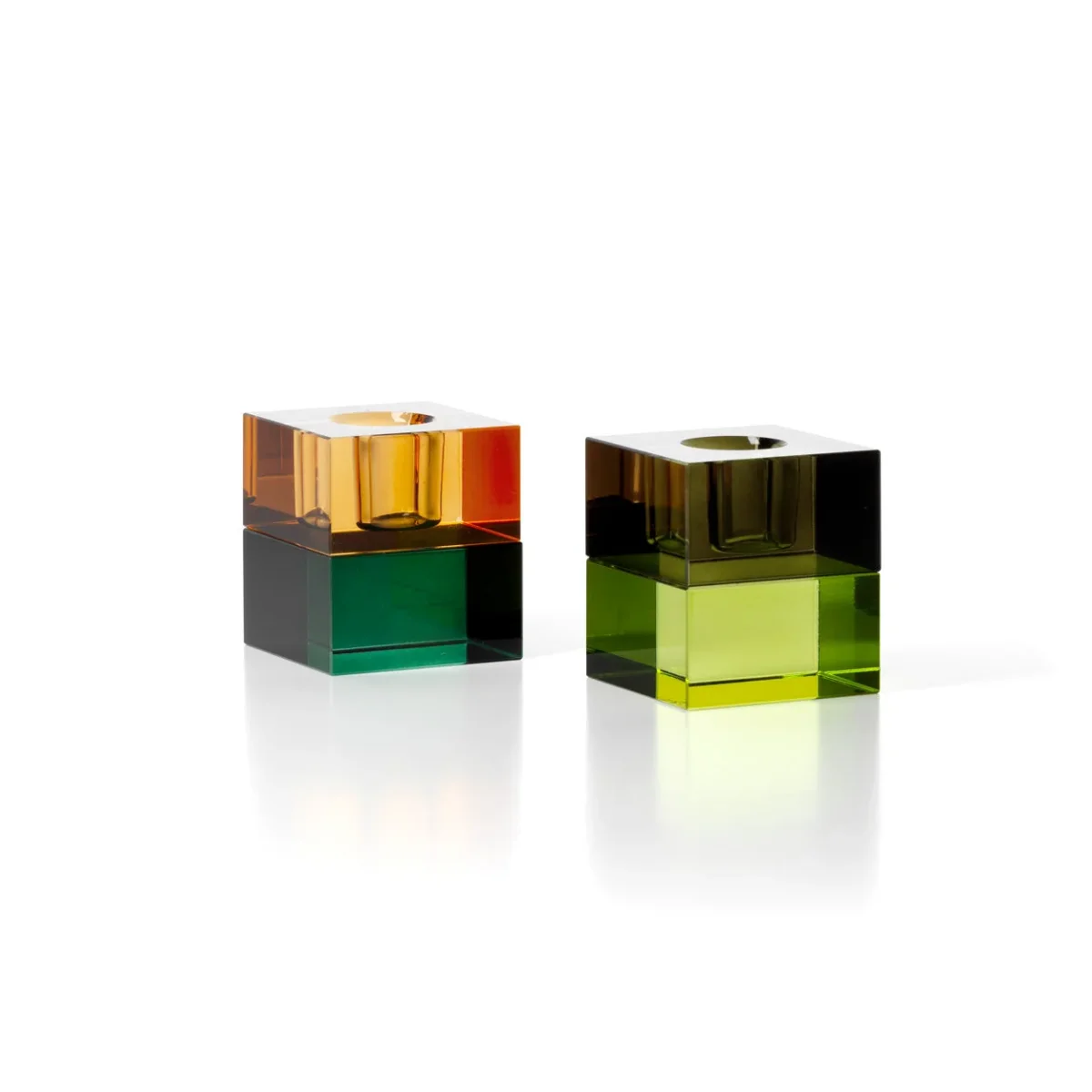 Bazar Bizar Gem Blocks Kandelaar – Smoke & Groen Recycled Glas - Afbeelding 4