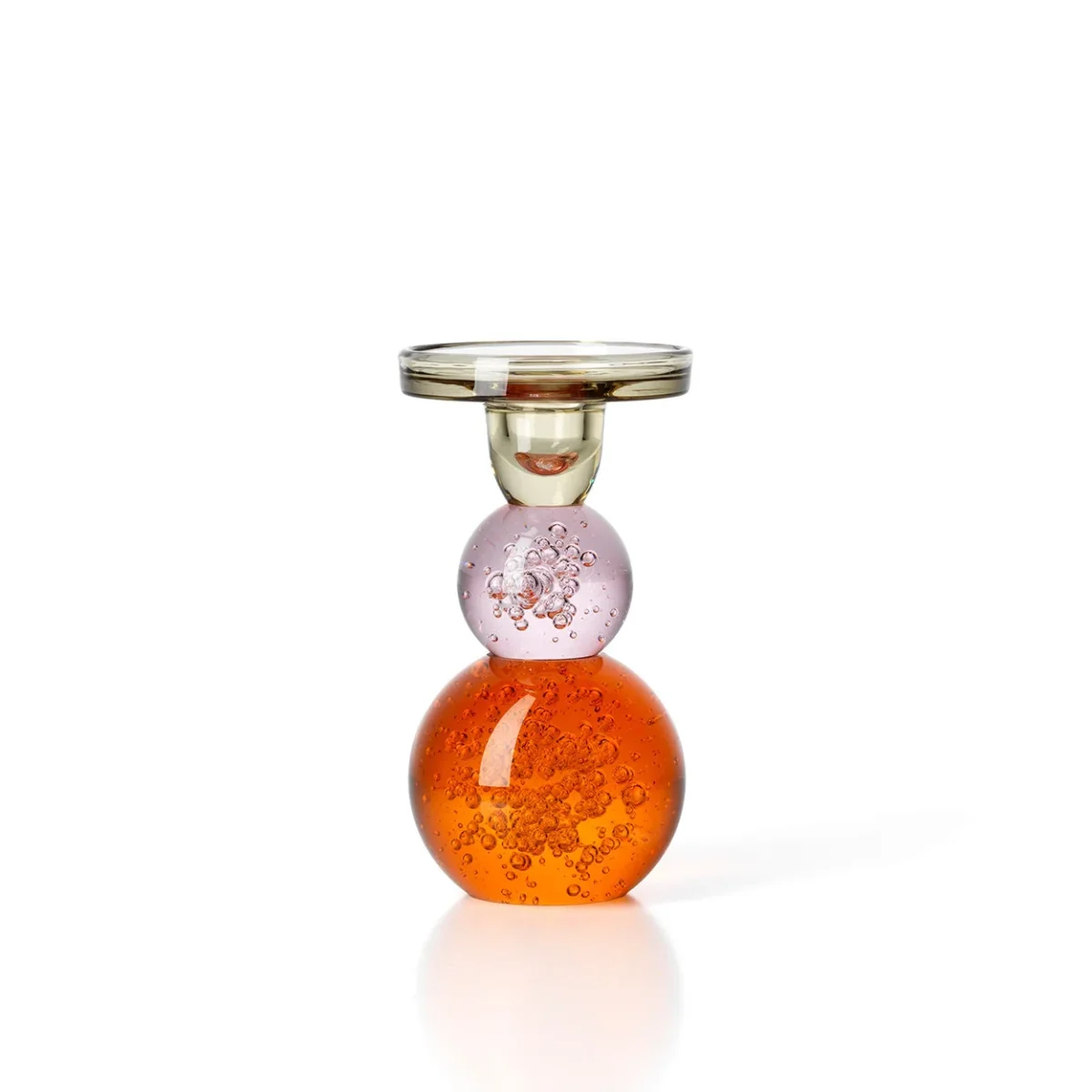 Bazar Bizar Bubble Jewel Kandelaar – Oranje & Roze Recycled Glas - Afbeelding 2