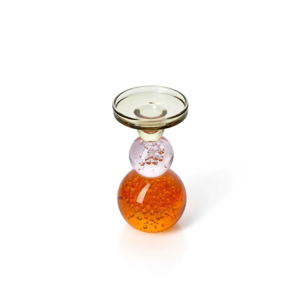 Bazar Bizar Bubble Jewel Kandelaar – Oranje & Roze Recycled Glas - Afbeelding 3