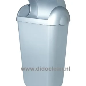 PlastiQline Hygiënebak RVS-look 23L gesloten inworp